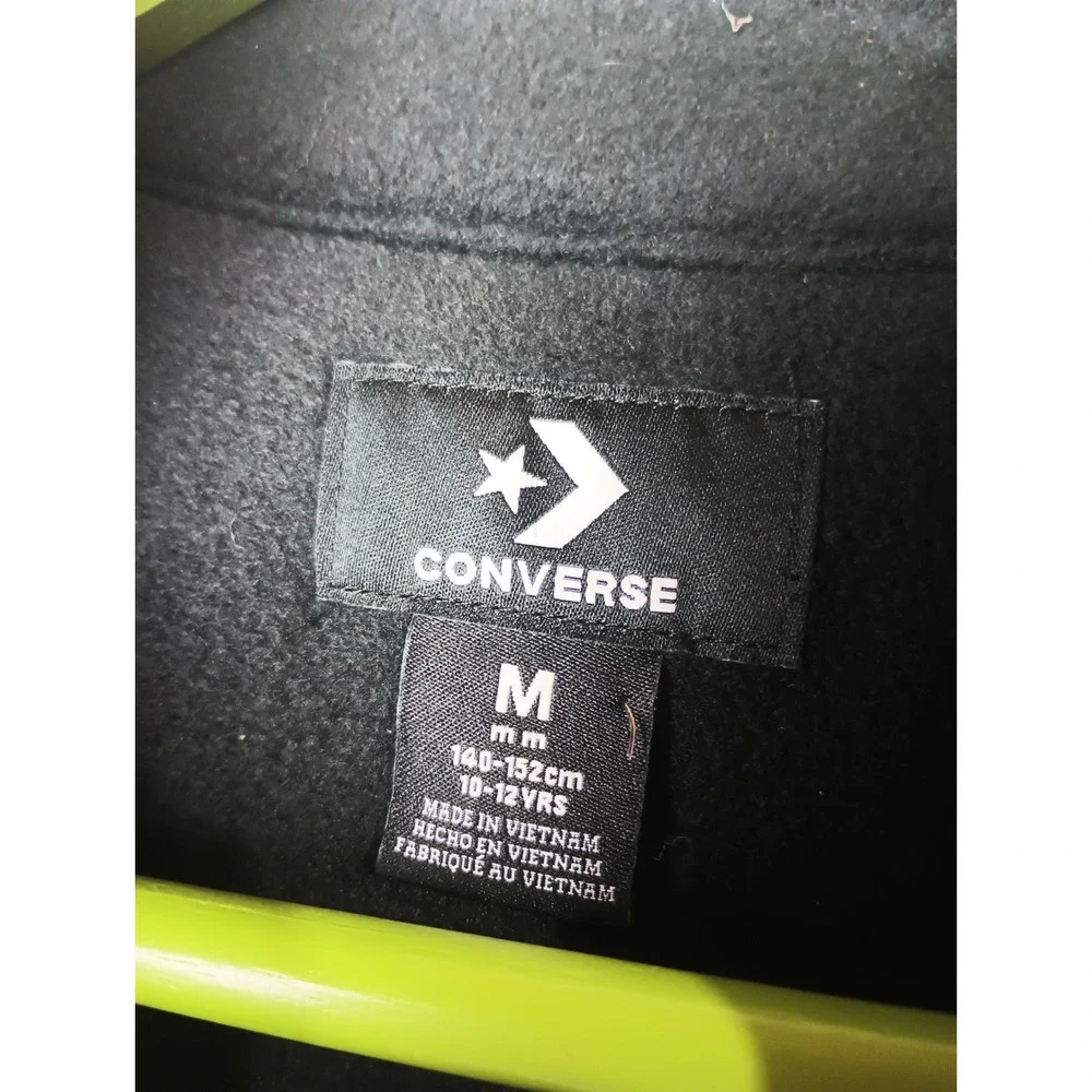 Converse Girls Fleece Full Zip Jacket Black Pink 46A001-023 Kids Medium 10-12